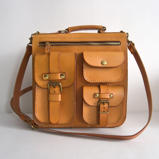 HERZ Leather Front 3-Pocket 2-Way Bag Size ONE SIZE