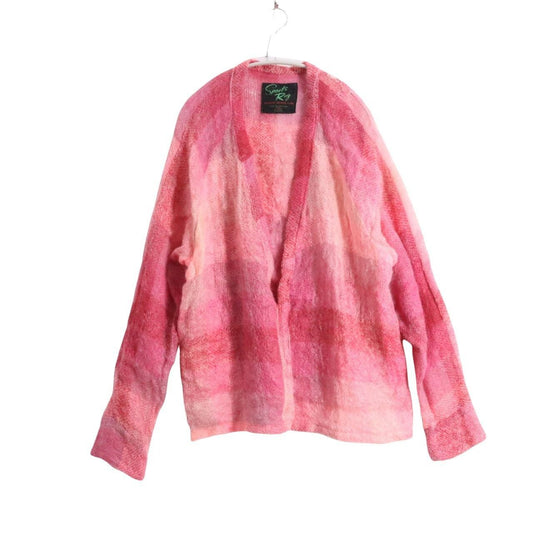 EROTIC ORIGINAL 60s Mohair Vintage Rug Cardigan Pink Size L
