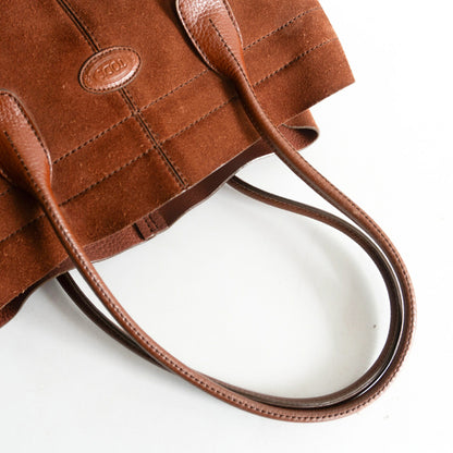 TOD'S Brown Suede D-Bag Small Shoulder Tote Size ONE SIZE