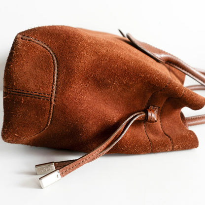 TOD'S Brown Suede D-Bag Small Shoulder Tote Size ONE SIZE