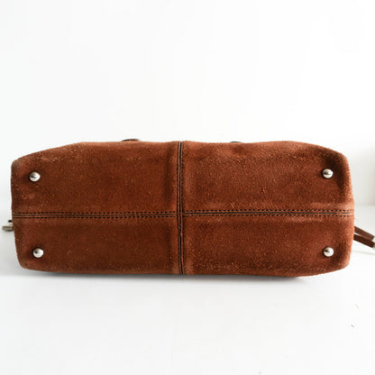 TOD'S Brown Suede D-Bag Small Shoulder Tote Size ONE SIZE