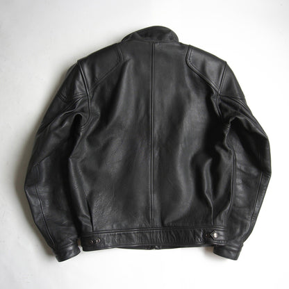 KUSHITANI Black Leather Single Rider Jacket Size L