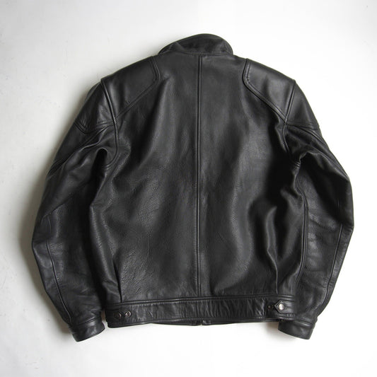 KUSHITANI Black Leather Single Rider Jacket Size L