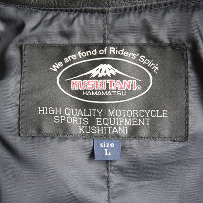 KUSHITANI Black Leather Single Rider Jacket Size L