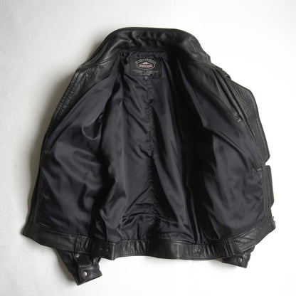 KUSHITANI Black Leather Single Rider Jacket Size L