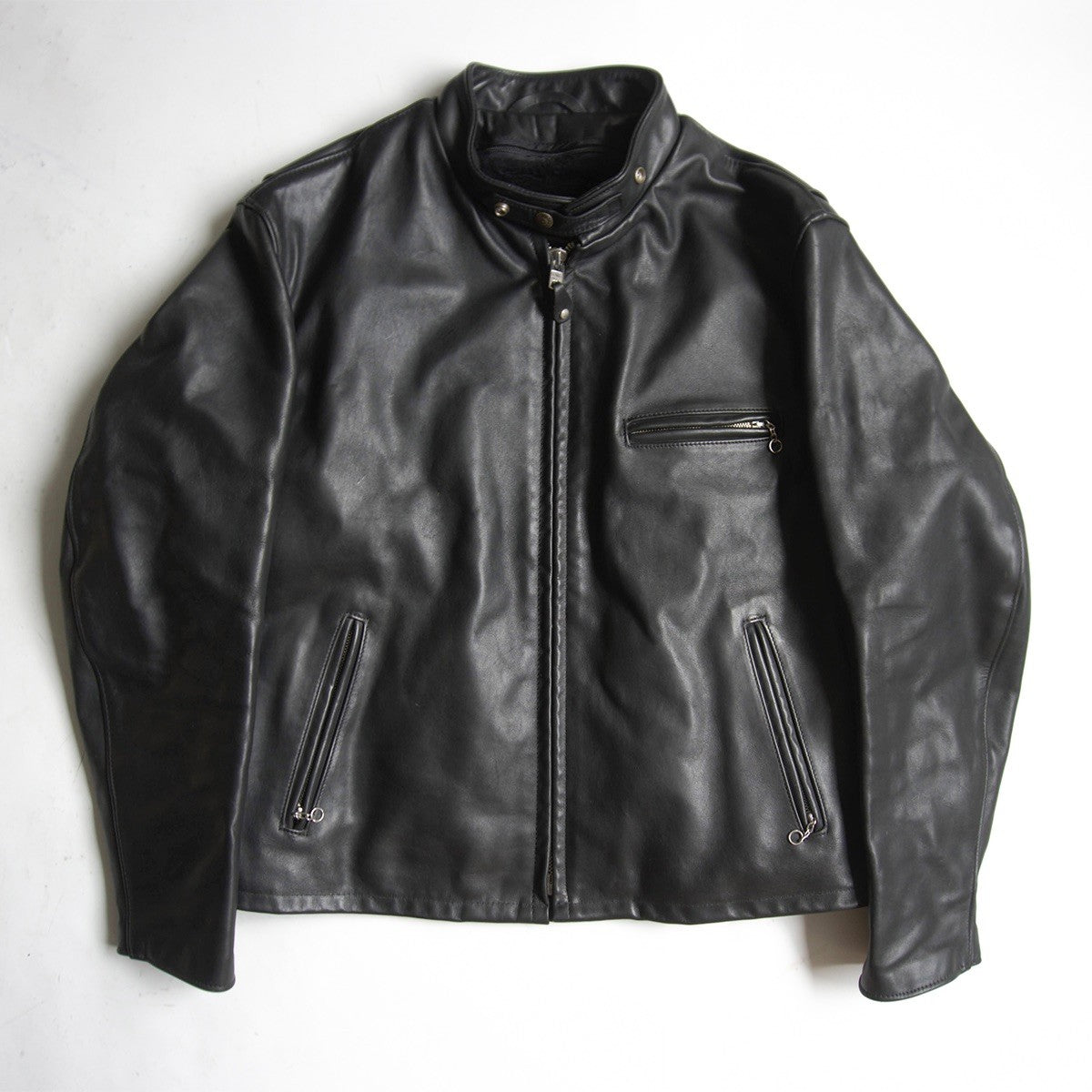 SCHOTT 141 USA Leather Single Rider Jacket Boa Liner Size 48