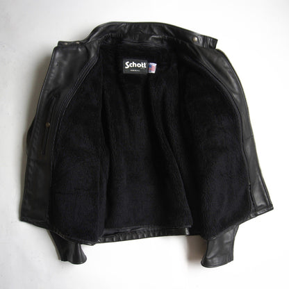SCHOTT 141 USA Leather Single Rider Jacket Boa Liner Size 48