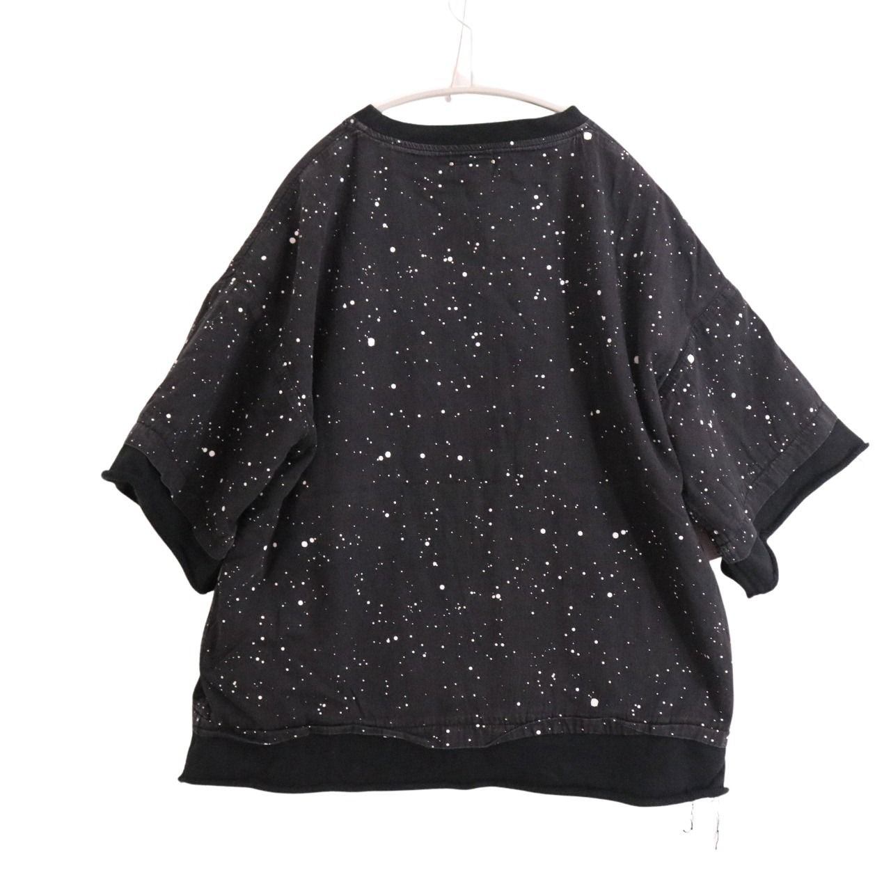MINEDENIM Paint S/S Raw Hem Docking Sweatshirt Black Size 1