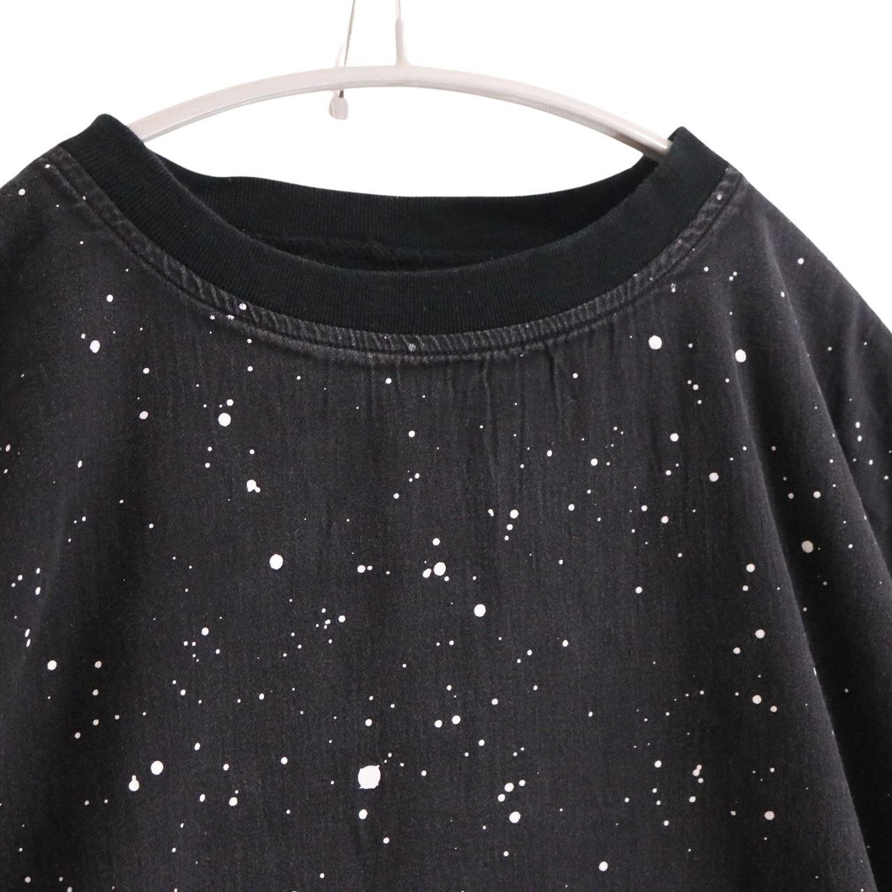 MINEDENIM Paint S/S Raw Hem Docking Sweatshirt Black Size 1