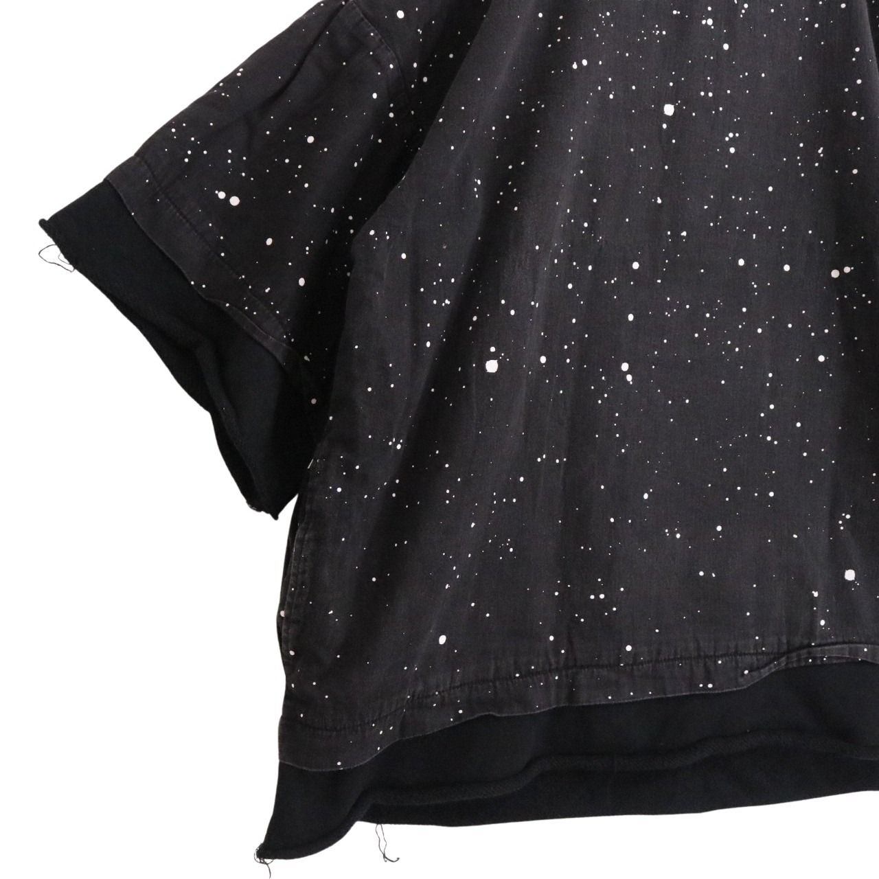 MINEDENIM Paint S/S Raw Hem Docking Sweatshirt Black Size 1