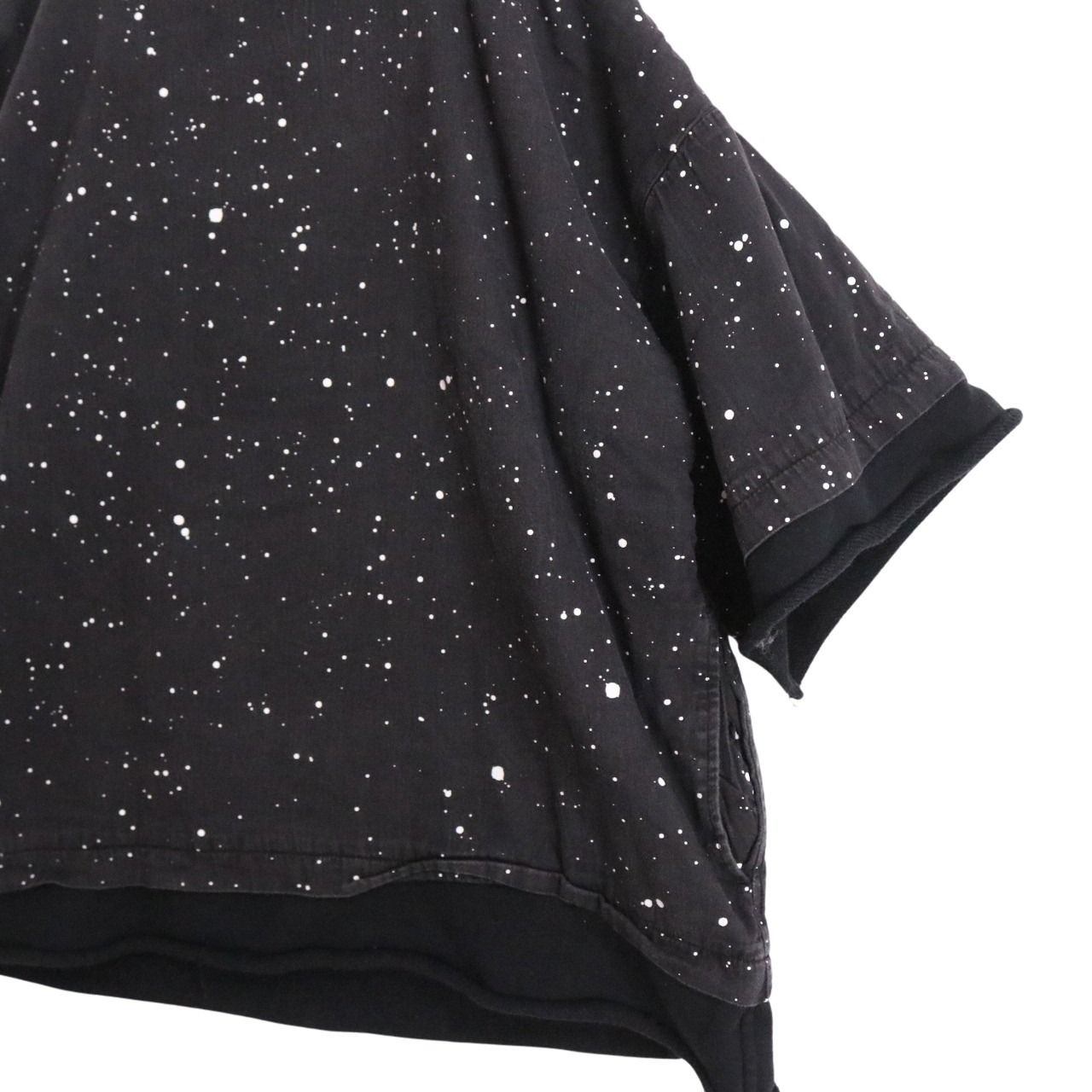MINEDENIM Paint S/S Raw Hem Docking Sweatshirt Black Size 1