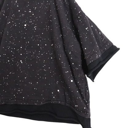MINEDENIM Paint S/S Raw Hem Docking Sweatshirt Black Size 1