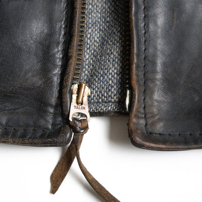 AERO LEATHER Black Horsehide Half-Belt Jacket Size M