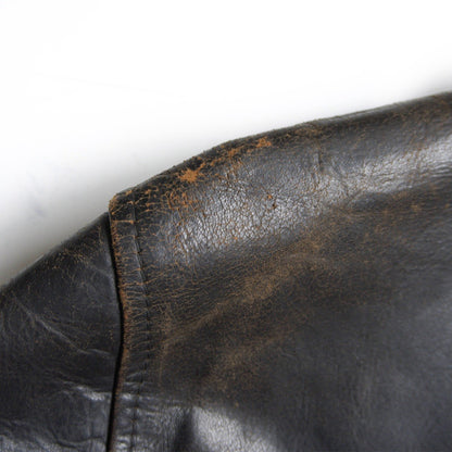 AERO LEATHER Black Horsehide Half-Belt Jacket Size M
