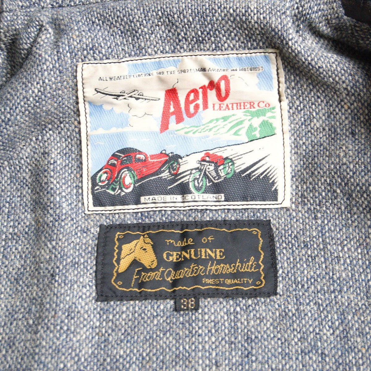 AERO LEATHER Black Horsehide Half-Belt Jacket Size M