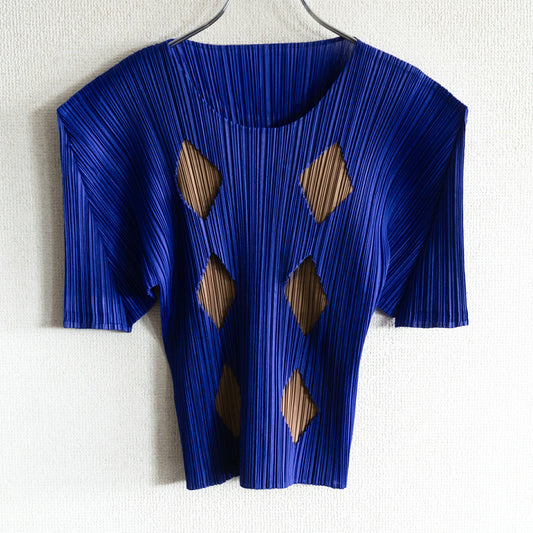 PLEATS PLEASE Pleated Design Cut & Sew Top Size 3