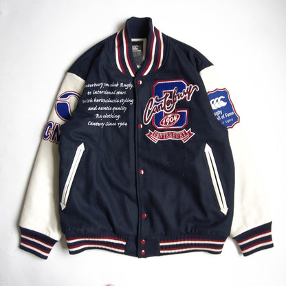 CANTERBURY Full-Deco Leather Wool Varsity Jacket Size 3L