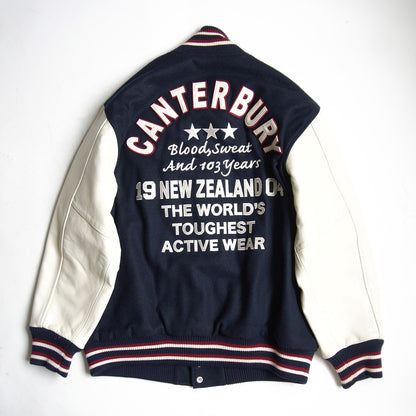 CANTERBURY Full-Deco Leather Wool Varsity Jacket Size 3L