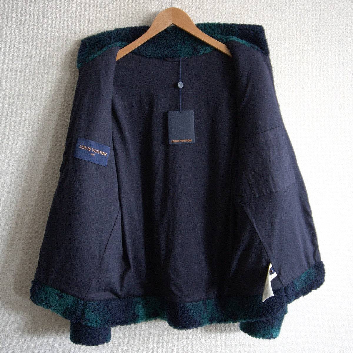 LOUIS VUITTON Green Monogram Fleece Jacket Size M