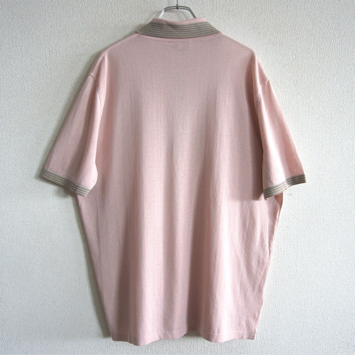 HERMES Cotton Knit Polo Shirt Pink Made in Italy Size L