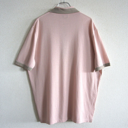HERMES Cotton Knit Polo Shirt Pink Made in Italy Size L