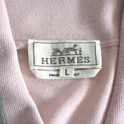 HERMES Cotton Knit Polo Shirt Pink Made in Italy Size L