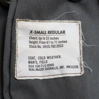 THE REAL MCCOY'S M-65 2nd Field Jacket Grey Size X-SMALL