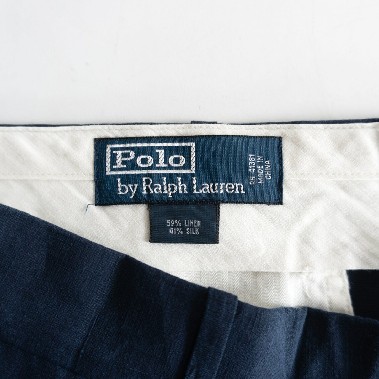 POLO RALPH LAUREN Navy Linen Silk Slacks Size 36×30
