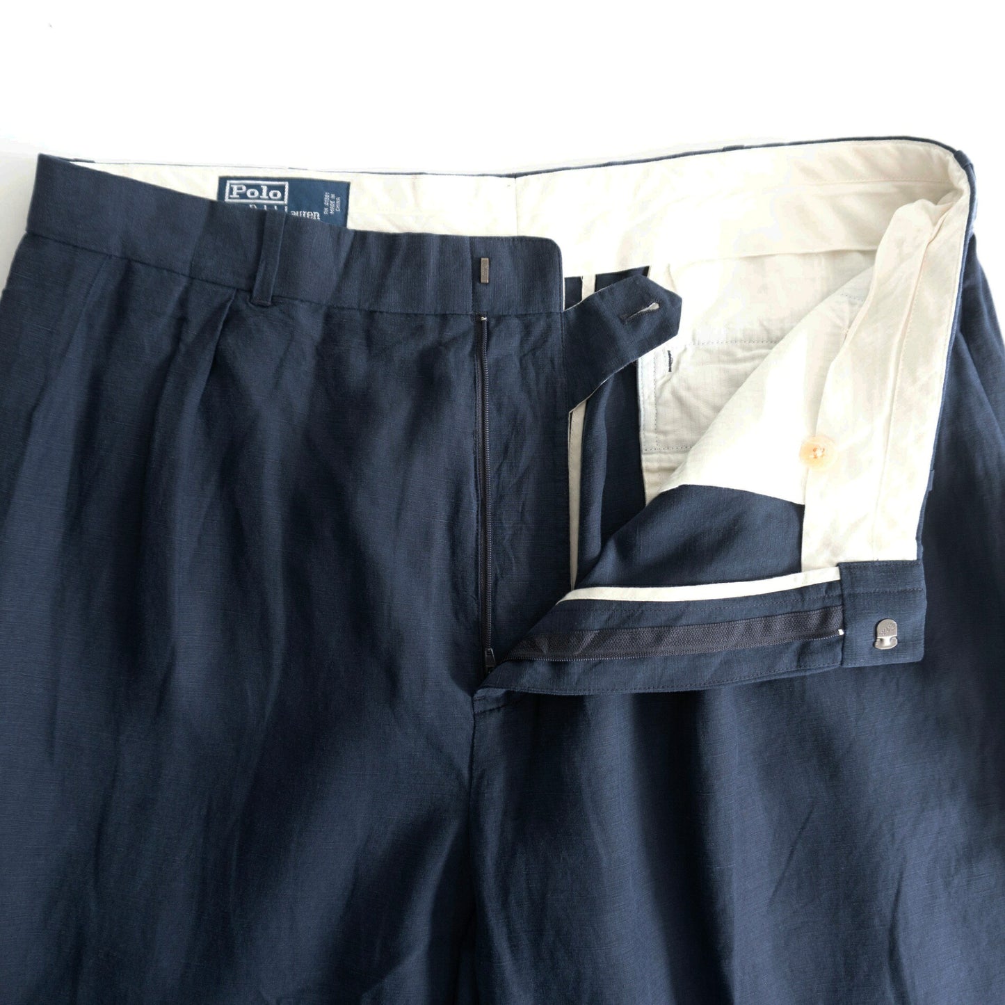 POLO RALPH LAUREN Navy Linen Silk Slacks Size 36×30