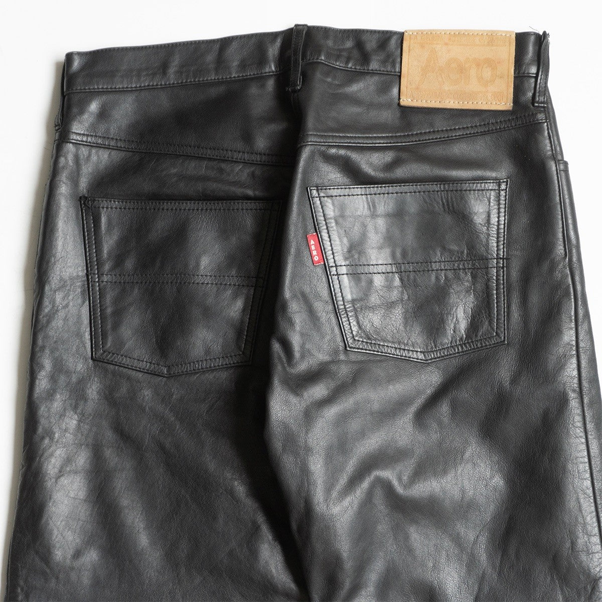 AERO LEATHER Steerhide Leather Pants Black USA-made Size 32