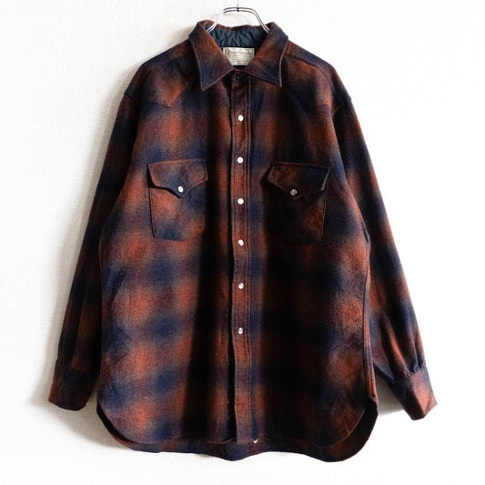 PENDLETON 70s Vintage Ombre Wool Check Western Shirt Size XL