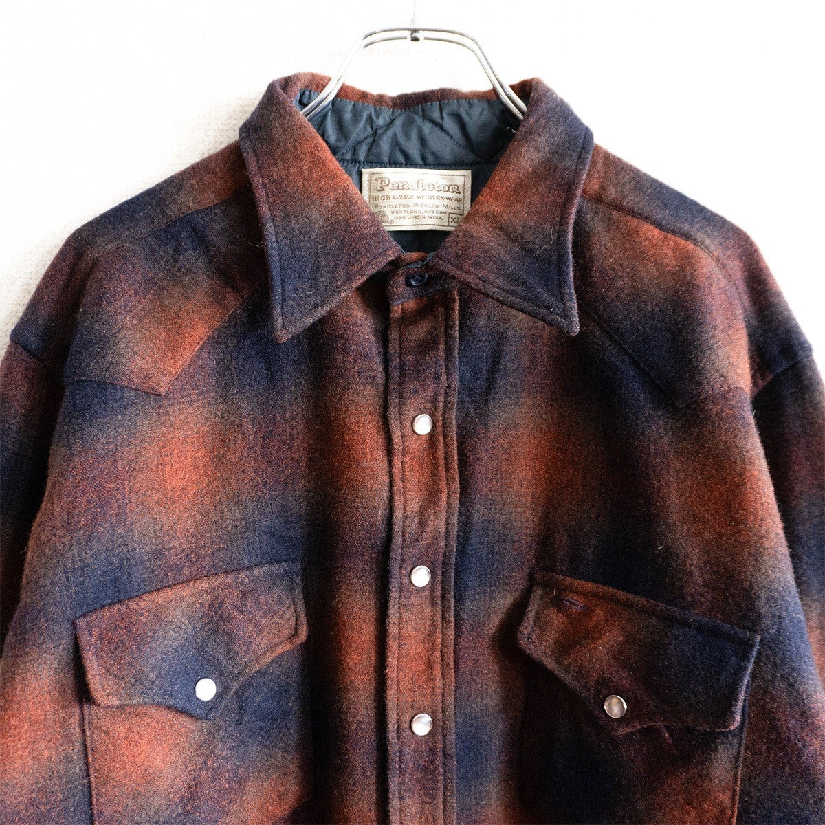 PENDLETON 70s Vintage Ombre Wool Check Western Shirt Size XL