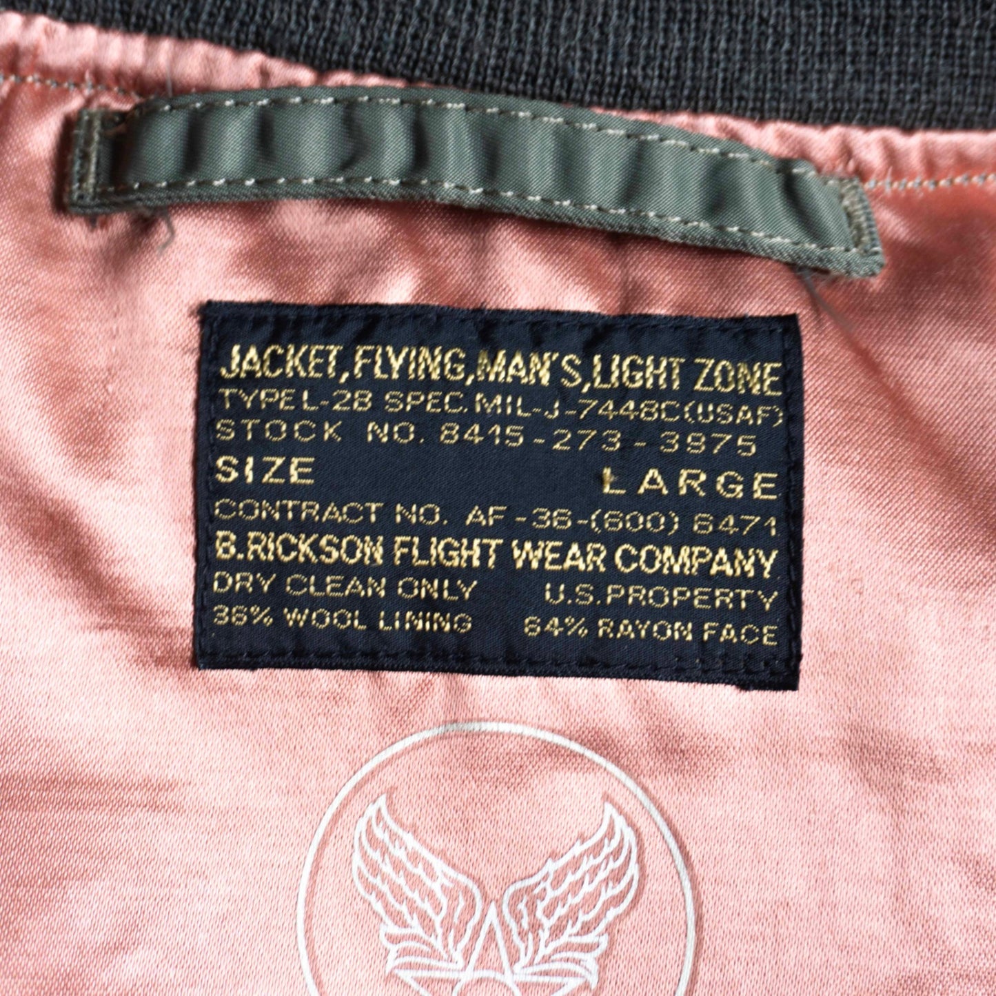 BUZZ RICKSON L-2B Flight Jacket Patch Size L