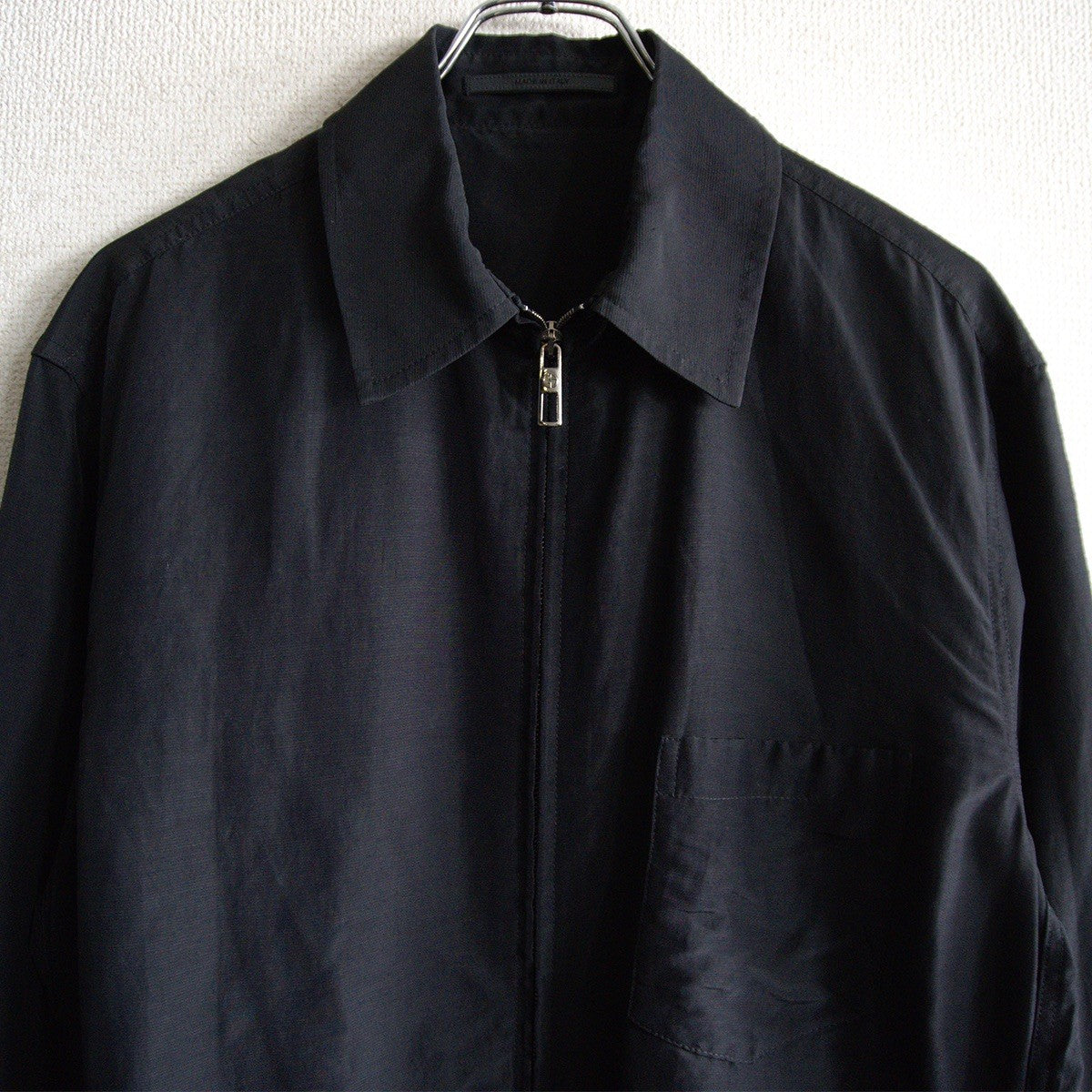 GIORGIO ARMANI Rayon Linen Double Zip Jacket Black Size 44
