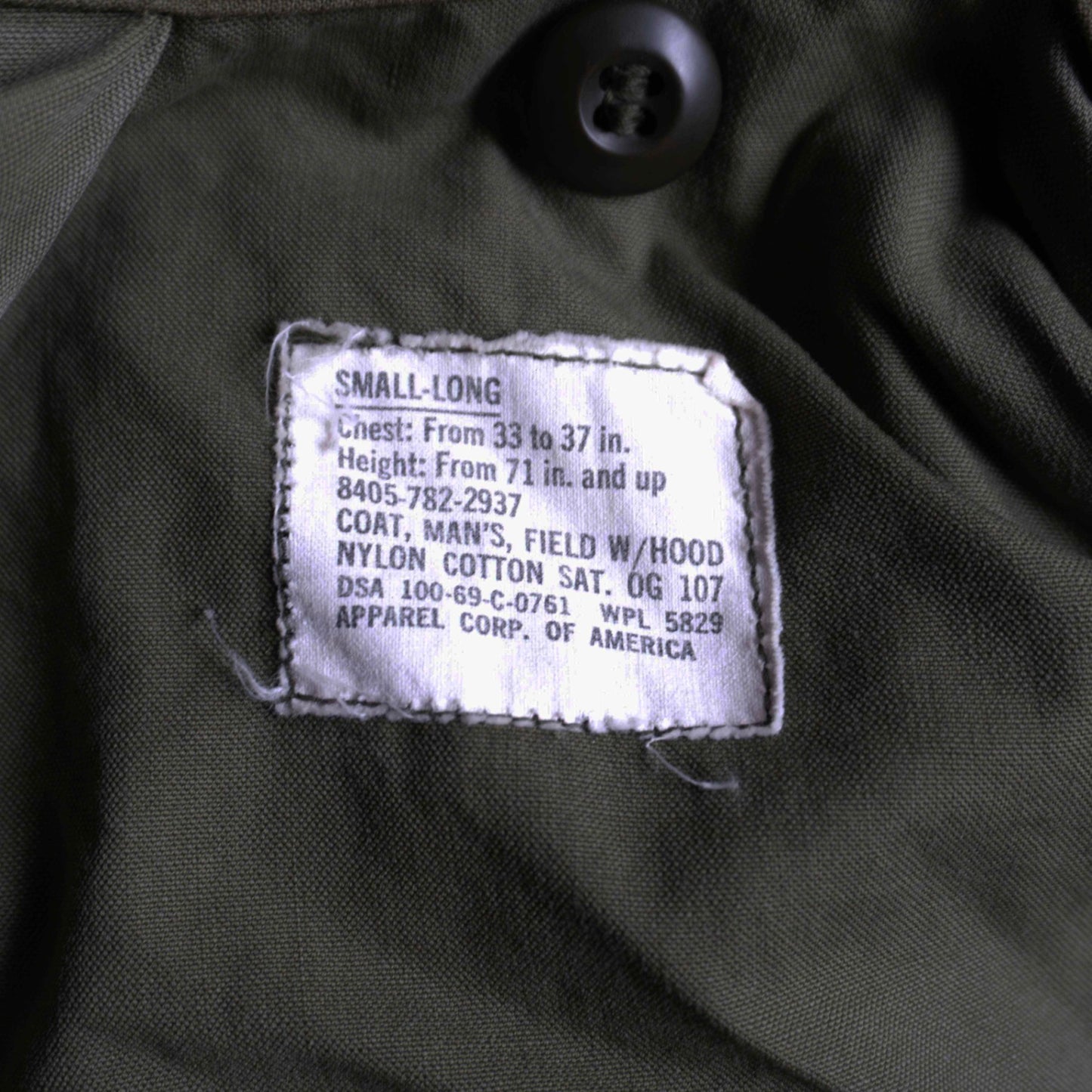 US ARMY 60s M-65 2nd Field Jacket Aluminum Size SMALL-LONG