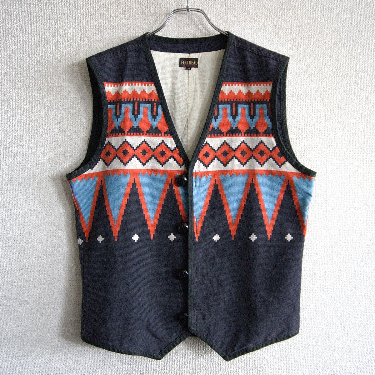 THE FLAT HEAD Native Pattern Vest Size 42