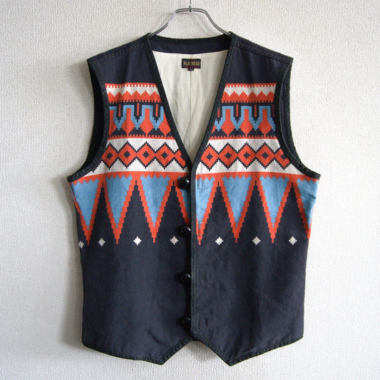 THE FLAT HEAD Native Pattern Vest Size 42