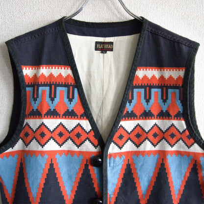 THE FLAT HEAD Native Pattern Vest Size 42