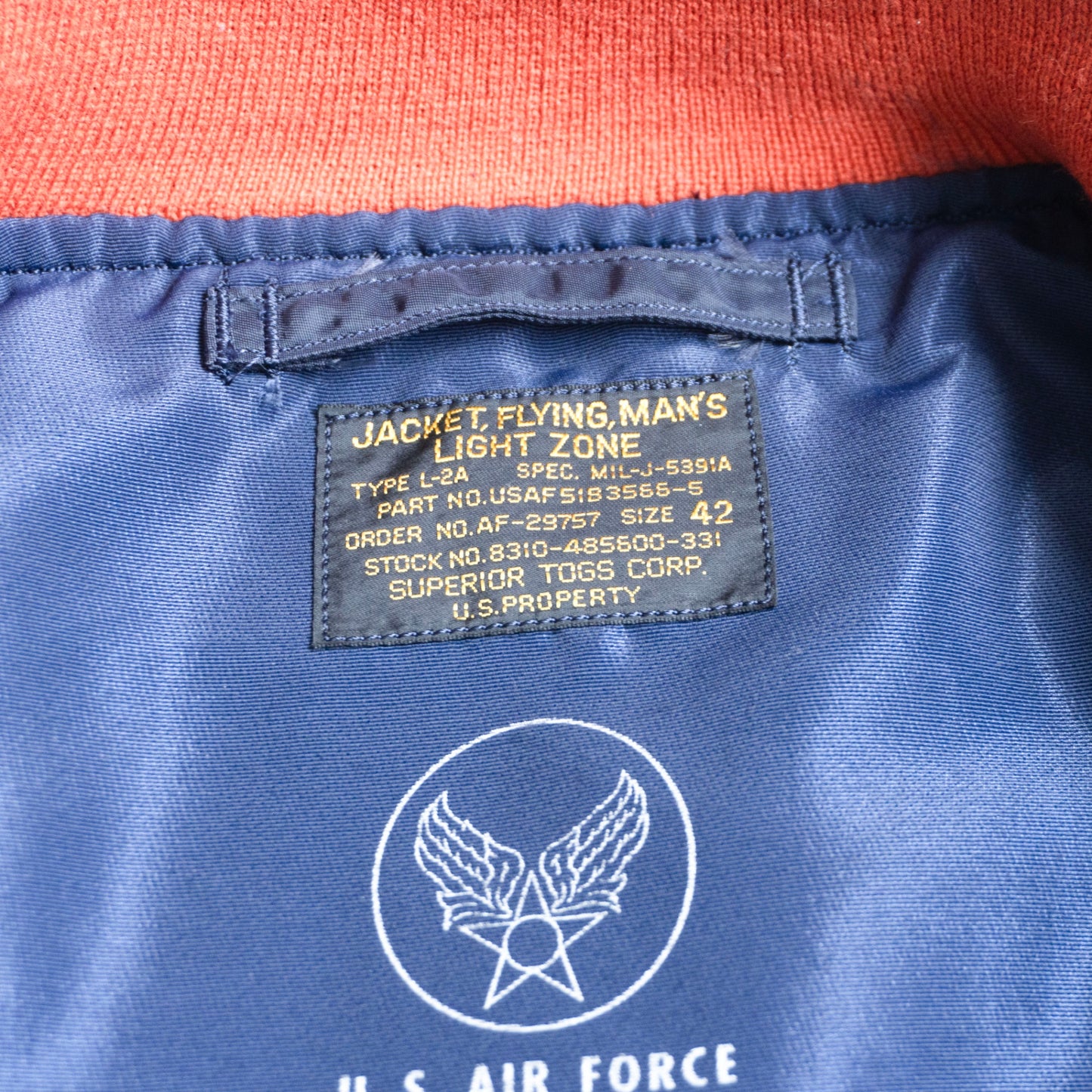 BUZZ RICKSON’S L-2A Superior Togs Flight Jacket Navy Size 42