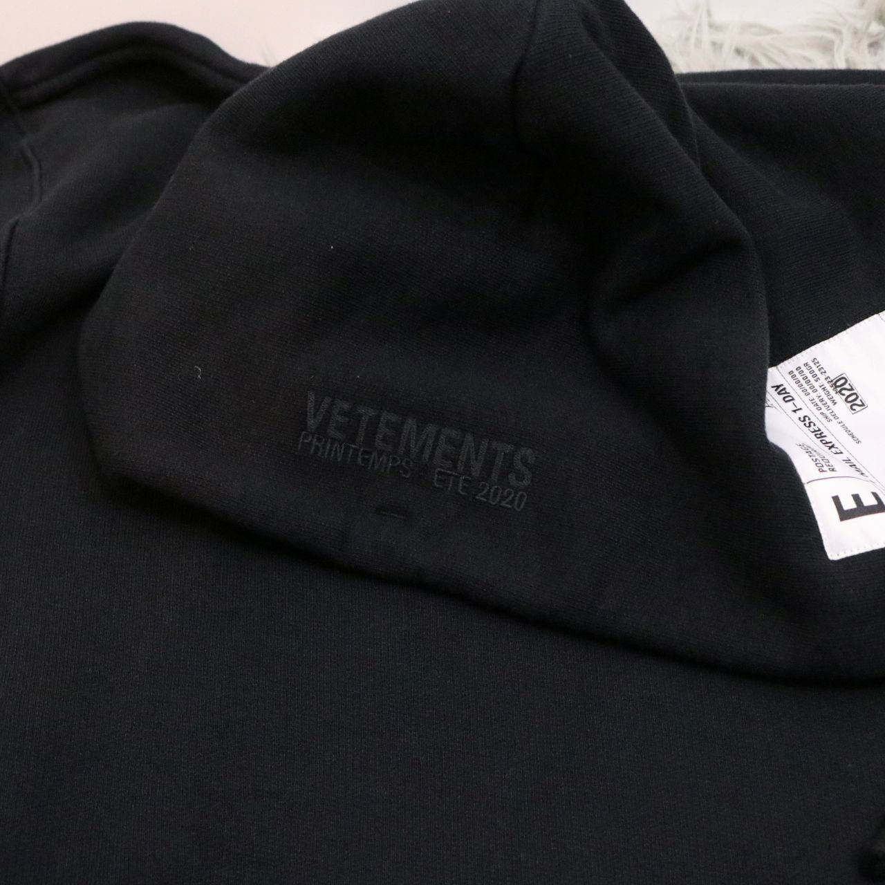 VETEMENTS 20SS Food Delivery Label Hoodie Black Size S