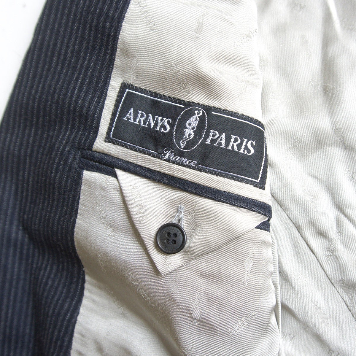 ARNYS Italian Wool Stripe 2B Tailored Jacket Navy Size 48
