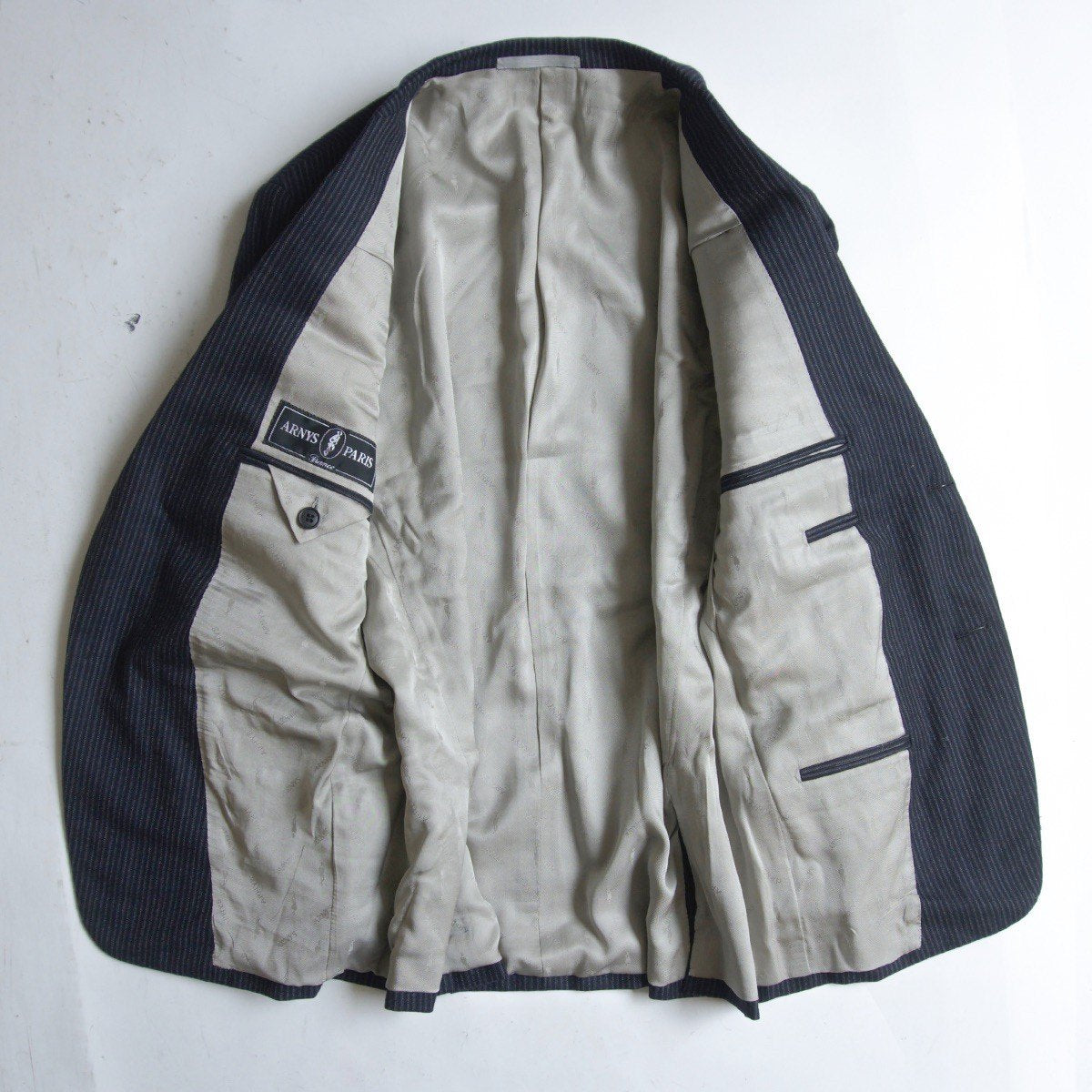 ARNYS Italian Wool Stripe 2B Tailored Jacket Navy Size 48