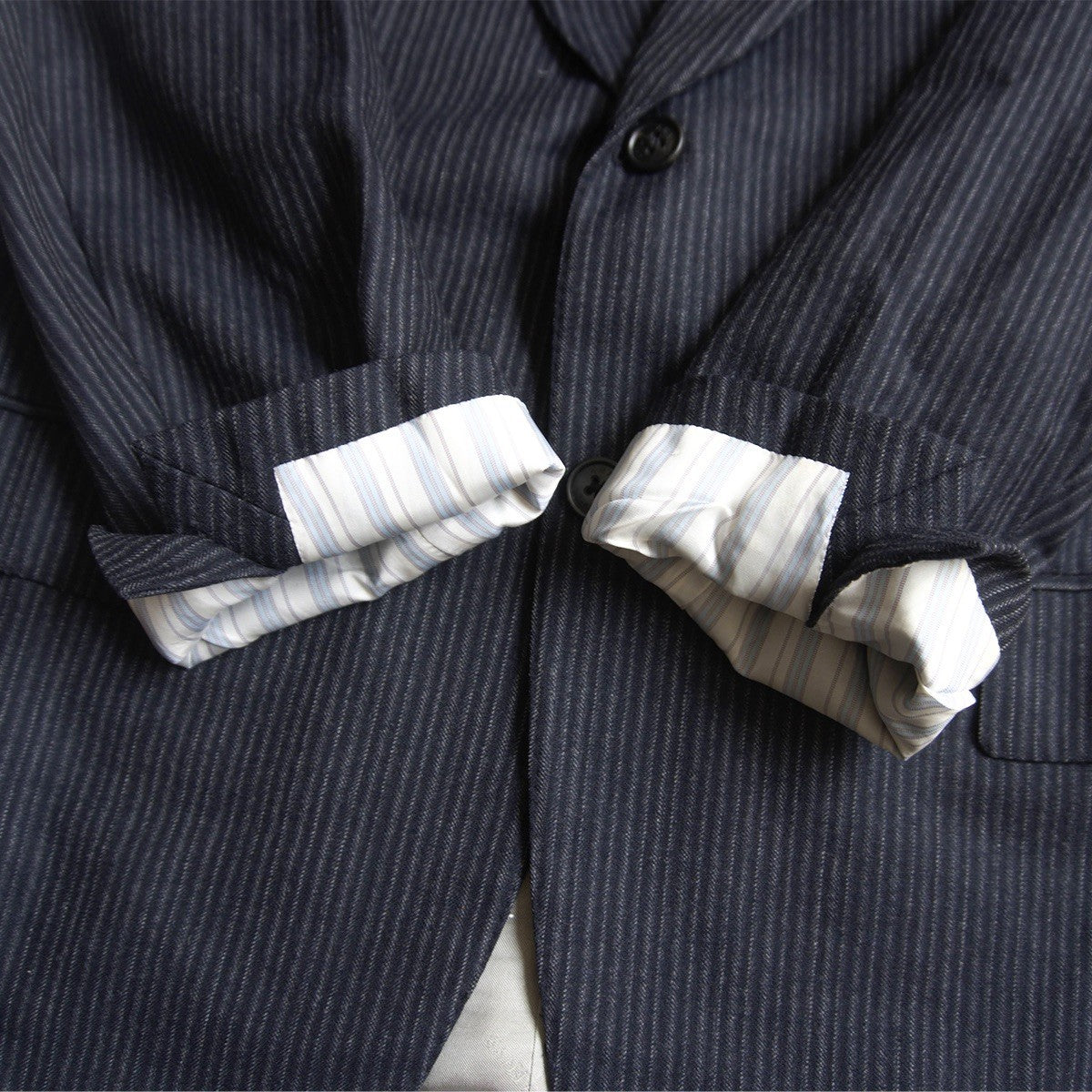 ARNYS Italian Wool Stripe 2B Tailored Jacket Navy Size 48