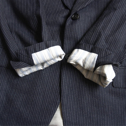 ARNYS Italian Wool Stripe 2B Tailored Jacket Navy Size 48