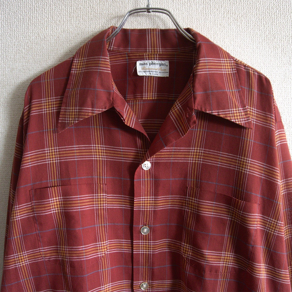 Mac Phergus 70s Open Collar Check Shirt Size L