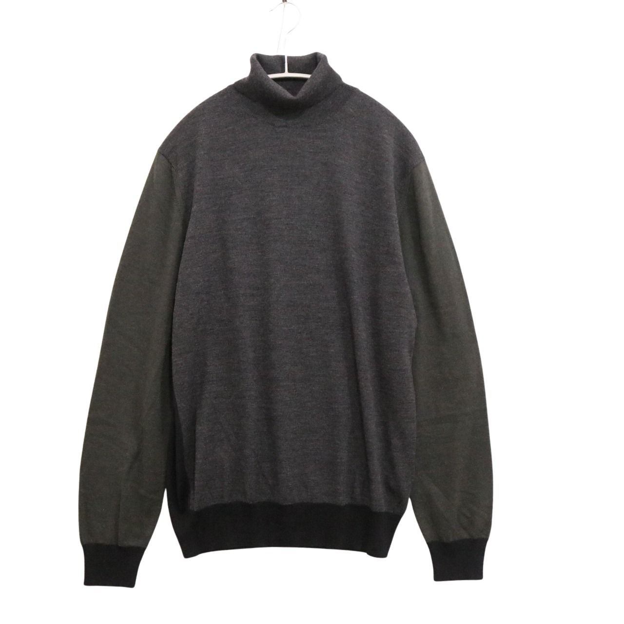 LANVIN Panelled High Gauge Turtleneck Sweater Gray Size S