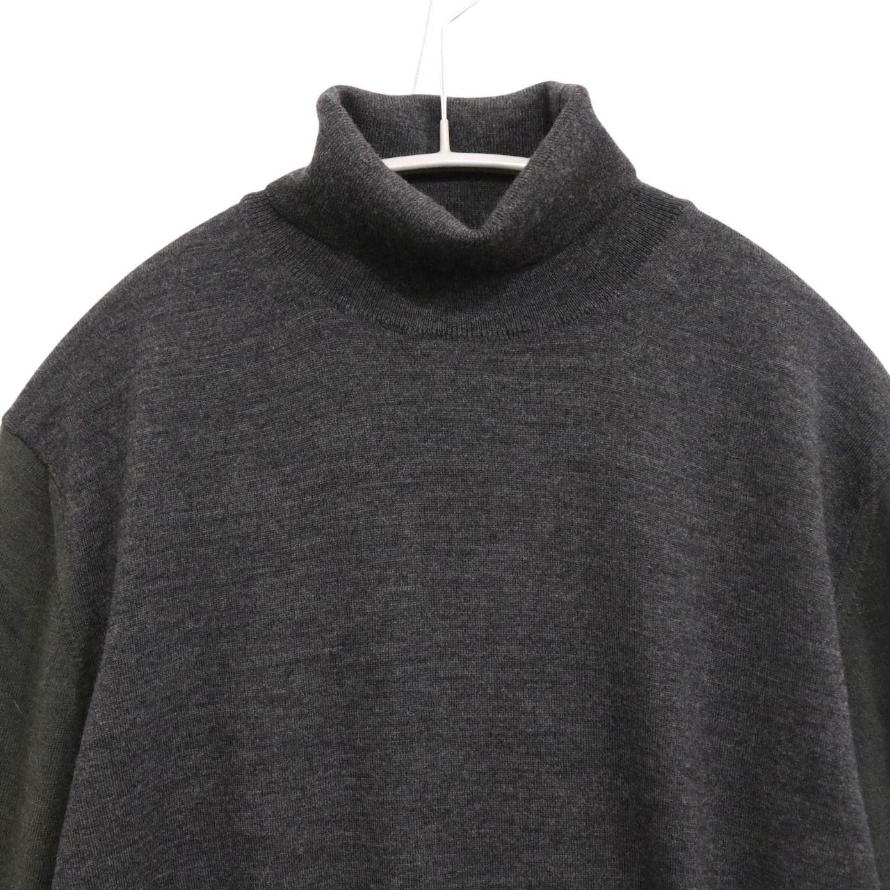 LANVIN Panelled High Gauge Turtleneck Sweater Gray Size S