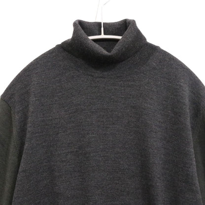 LANVIN Panelled High Gauge Turtleneck Sweater Gray Size S