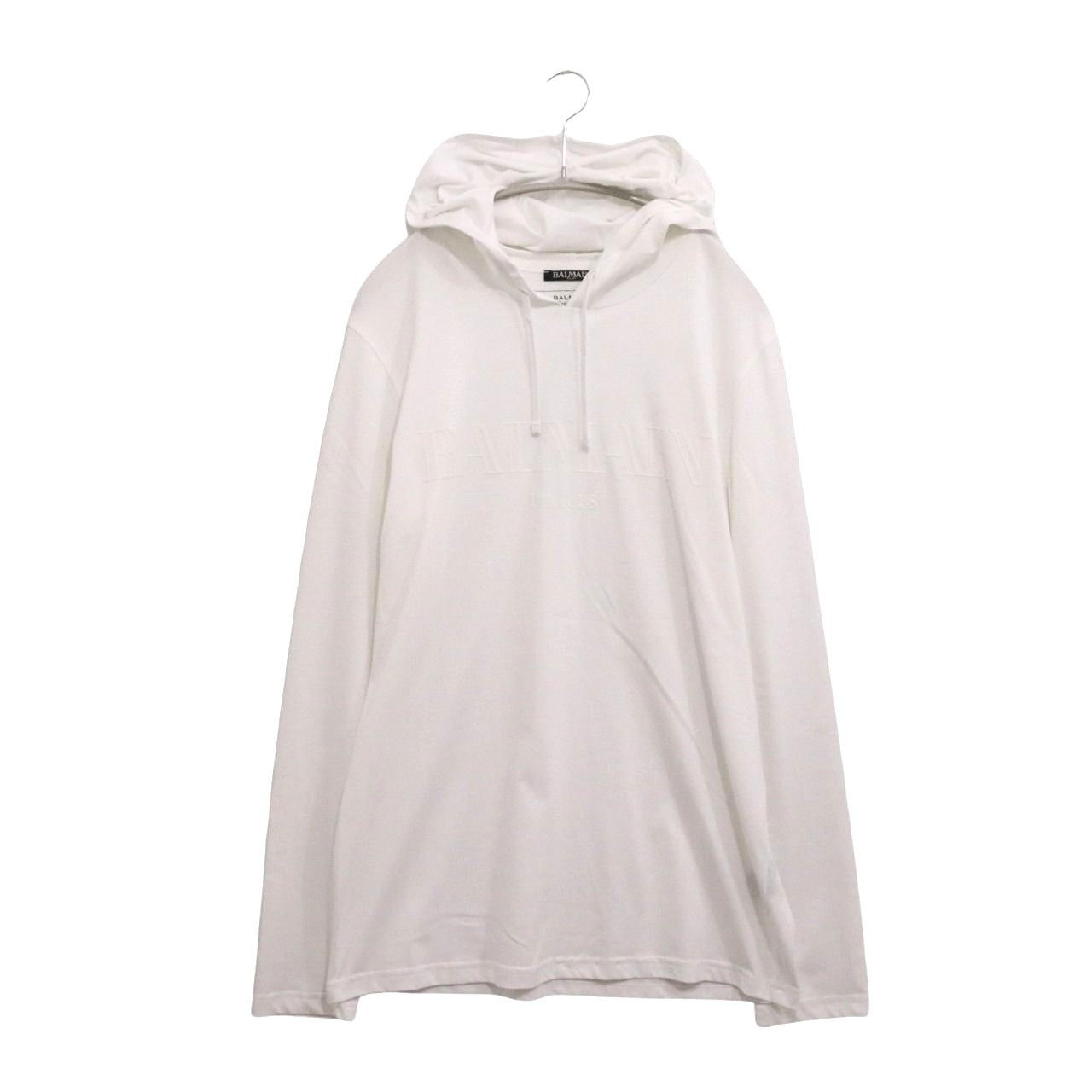 BALMAIN Logo Hooded Long Sleeve T-Shirt Size S