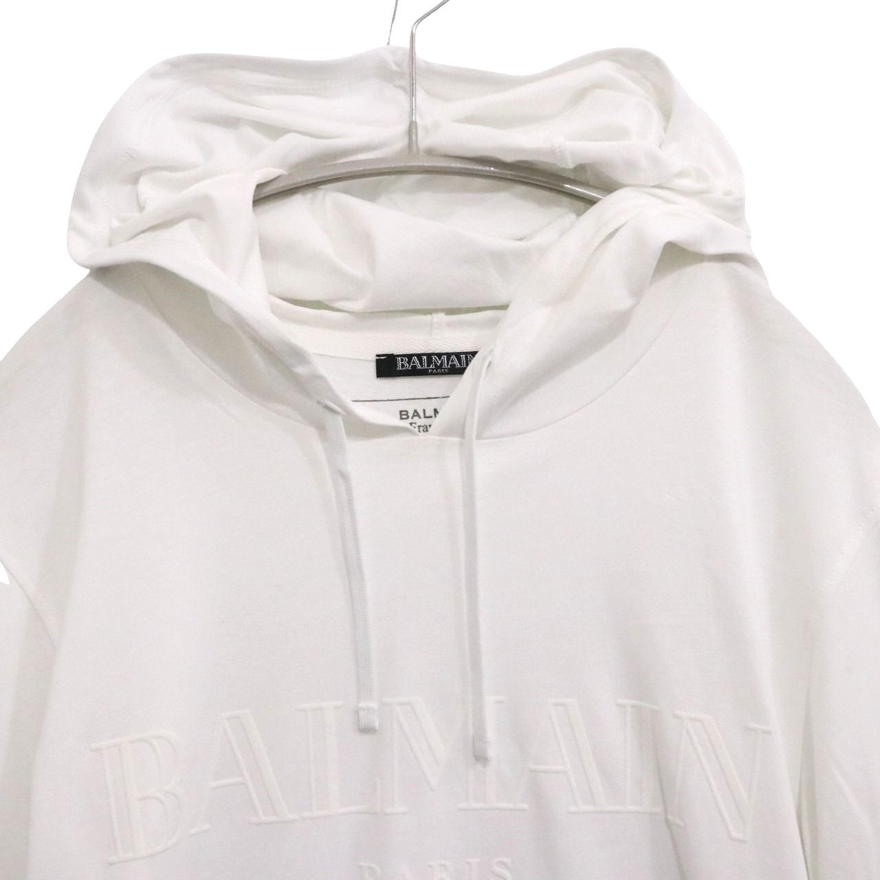 BALMAIN Logo Hooded Long Sleeve T-Shirt Size S